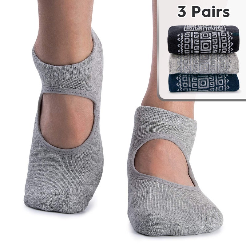unenow Non Slip Grip Yoga Socks for Women with Cushion for Pilates, Barre, Dance - Image 4